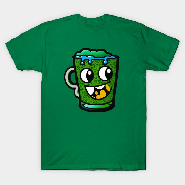 St. Patrick’s Day Funny Green Beer Mug Cartoon T-Shirt by Xtian Dela ✅